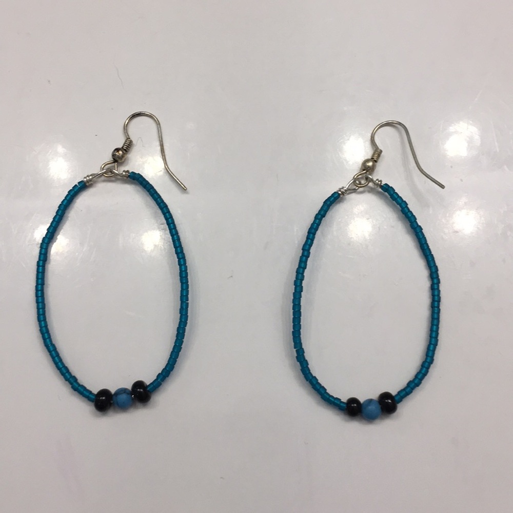 Turquoise Beaded Hoop Earrings